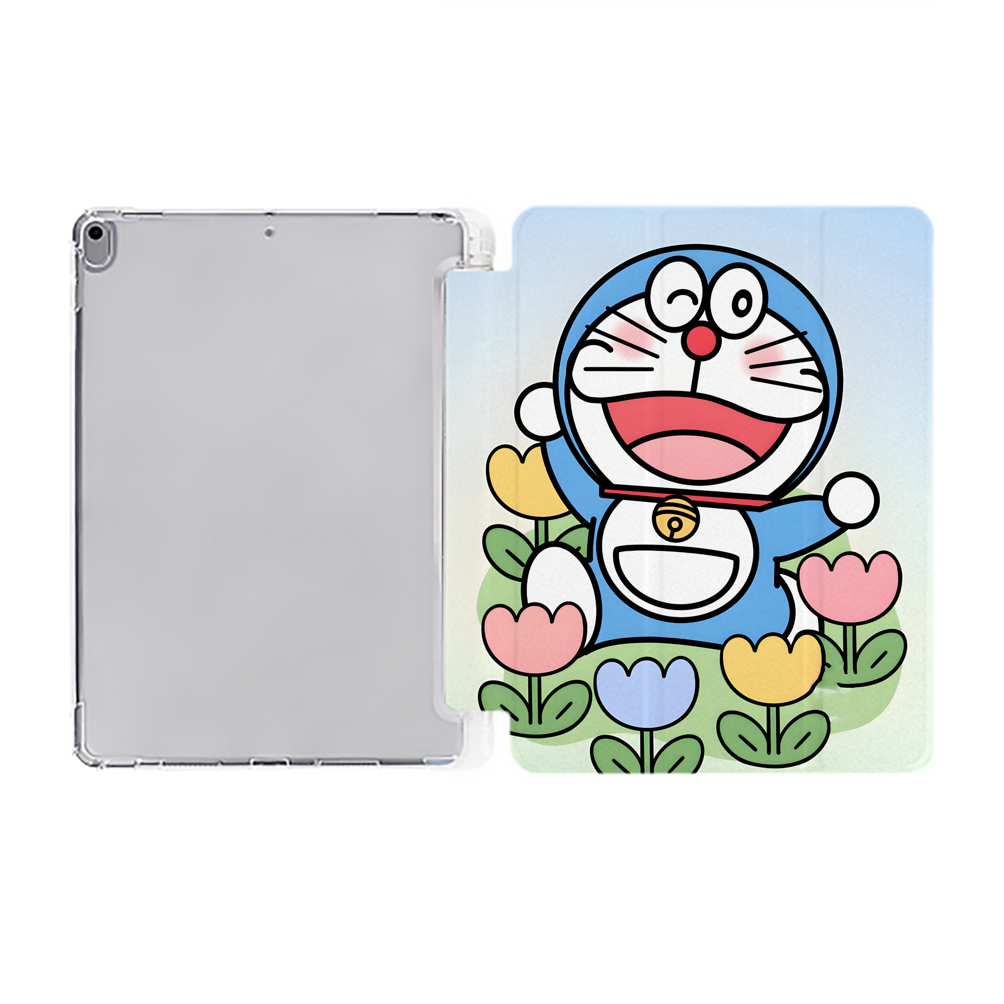 （画像用） ドラえもん Doraemon IPad ケース ペン収納付き 三つ折りスタンド PUレザー×シリコン 対応機種9.5/10.5/10.9インチ